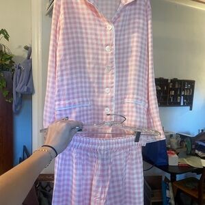 Pink Gingham Sleeper Vichy Pajama Set (Missing Pants Feathers)